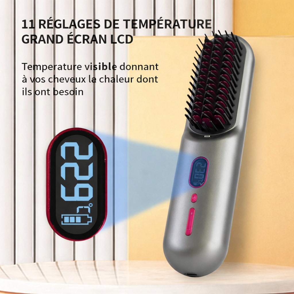 Brosse Lissante Électrique Céramique AfroLiss™ –Spéciale Cheveux Crépus & Bouclés
